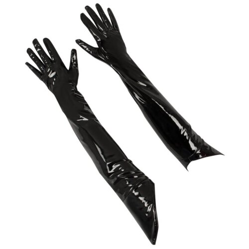 Довгі чорні лакові рукавички