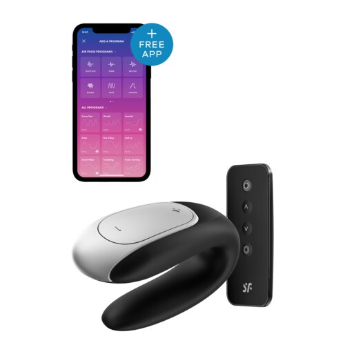 Вібратор для пар з фірмовим пультом керування Satisfyer Double Fun, чорний
