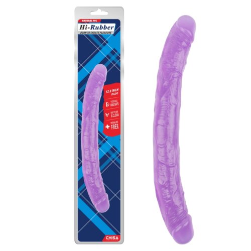 Фалоімітатор двосторонній фіолетовий Chisa Hi-Rubber 32,5 см * 3,5 см