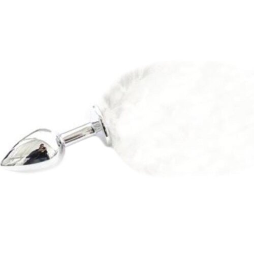 Анальна пробка з хвостиком S, біла, 6 х 2.5 см