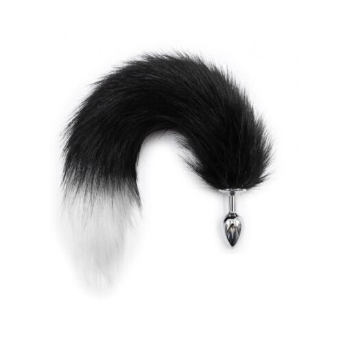 Анальна пробка S лисий хвіст DS Fetish Anal plug S faux fur fox tail Black/white polyeste
