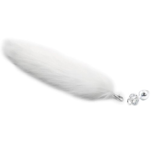 Анальна пробка штучне хутро DS Fetish Anal plug faux fur fox tail white polyeste