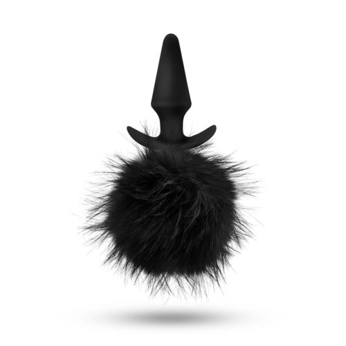 Анальний затор, заячий хвостик, чорний ANAL ADVENTURES PLATINUM RABBIT TAIL PLUG