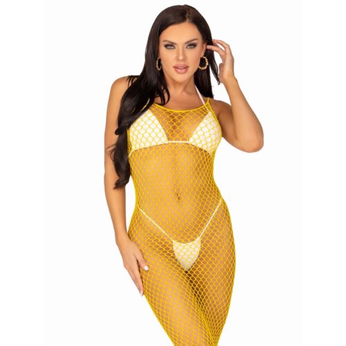 Довга сукня Leg Avenue у велику сітку, жовту, One size
