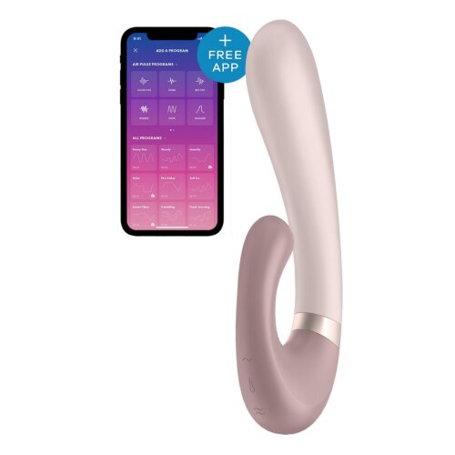 Подвійний смарт вібратор з функцією нагріву Satisfyer Heat Wave Connect App Mauve ніжно-рожевий