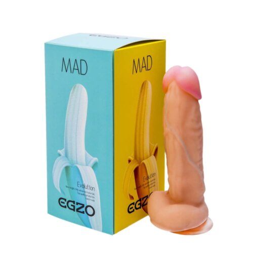 Фалоімітатор реалістичний з мошонкою EGZO MAD Ciberskin Hot lover на присосці