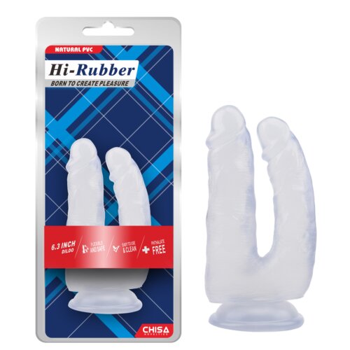 Фалоімітатор подвійний Chisa Hi-Rubber на присосці, прозорий