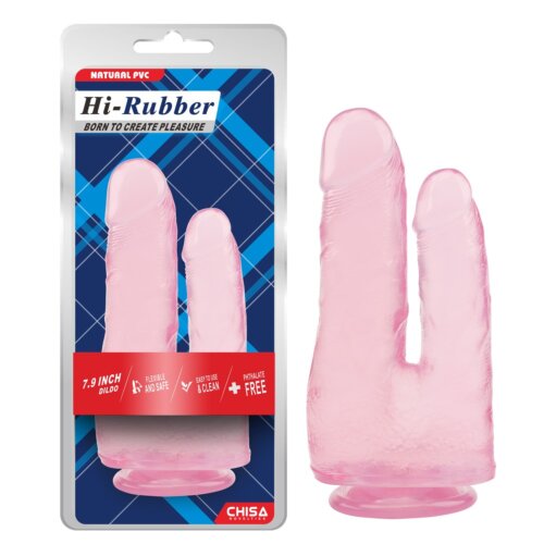 Фалоімітатор подвійний Chisa Hi-Rubber 7.9 на присосці, рожевий