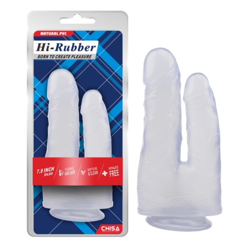 Фалоімітатор подвійний на присосці Chisa Hi-Rubber 7.9, прозорий