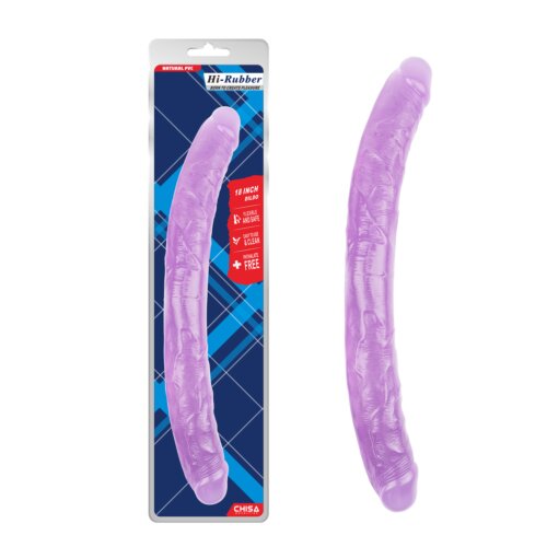Фалоімітатор двосторонній фіолетовий Chisa Hi-Rubber 46 см *4,7 см