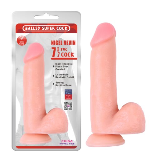 Фалоімітатор на присосці Chisa Ballsy Super Cock  7.7 з яєчками, бежевий