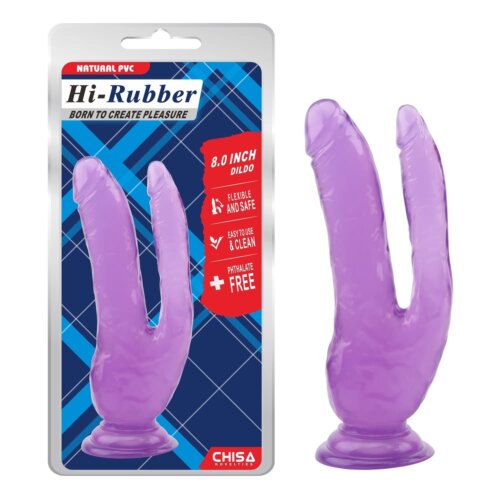 Фалоімітатор подвійний реалістичний Chisa Hi-Rubber, фіолетовий, 19.5 х 3.5 см/23 х 4.6 см