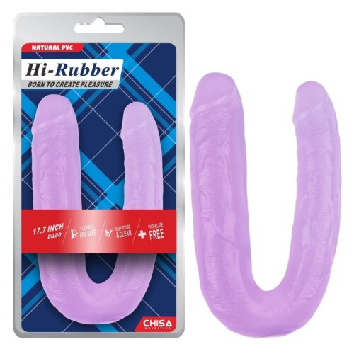 Фалоімітатор двосторонній Chisa Hi-Rubber, фіолетовий 45 см