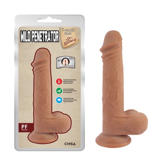 Фалоімітатор реалістичний з мошонкою на присосці Chisa T-skin ReaL Wild Penetrator, бежевий