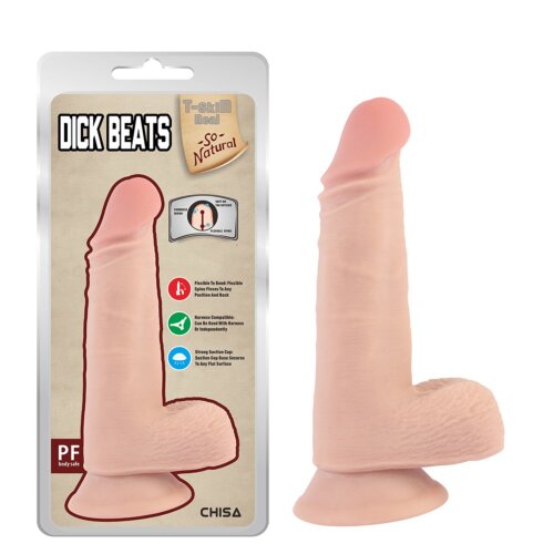 Фалоімітатор із мошонкою на присосці Chisa T-skin ReaL Dick Beats, тілесний