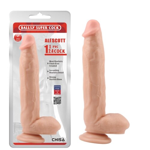 Фалоімітатор з яєчками на присосці Chisa Ballsy Super Cock, бежевий