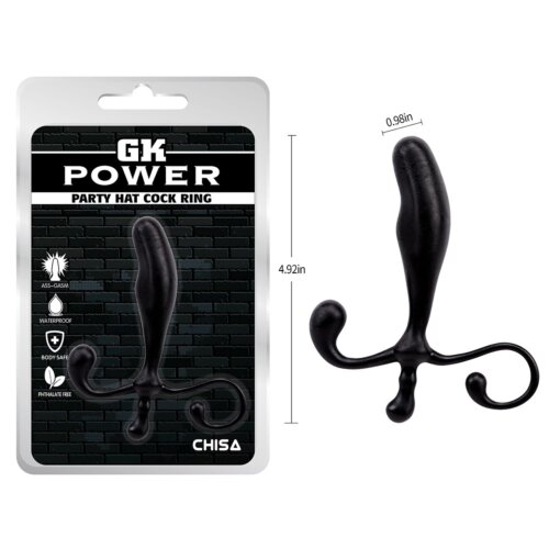 Масажер простати Chisa GK Power Party Hat Cock Ring із фігурною ручкою, чорний