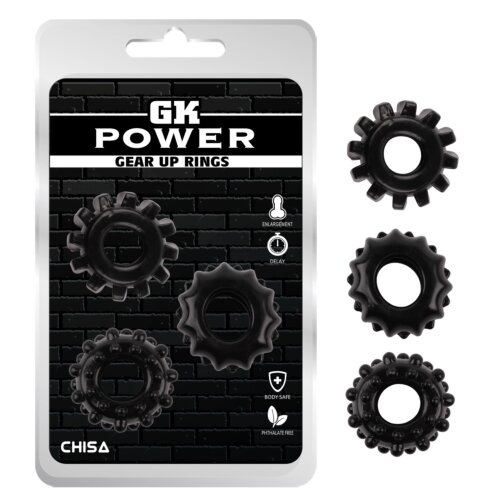 Набір ерекційних обручок Chisa GK Power Cock Rings Set, чорні, 3 шт.