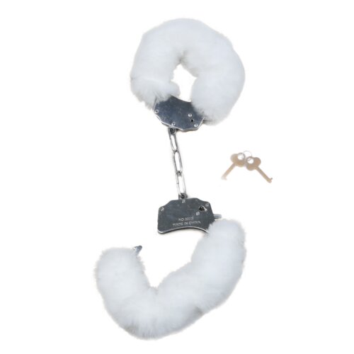 Наручники білий метал з хутром plush handcuffs