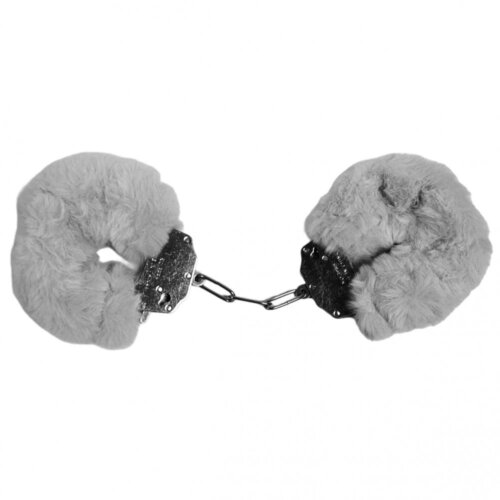 Наручники DS Fetish Plush handcuffs, метал з хутром, сірі