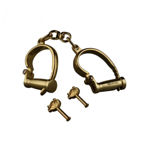 Наручники з коротким ланцюжком, металеві, золоті