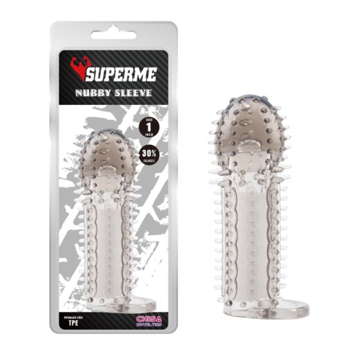 Насадка рельєфна Chisa SUPERME Nubby Sleeve з кільцем на мошонку, сіра