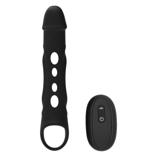 Насадка на пеніс із вібрацією Dream Toys Ramrod та пультом управління, чорна