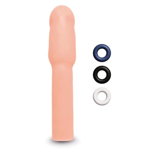 Насадка на пеніс Size-Up Penis Extender з 3 ерекційними кільцями в наборі, бежева