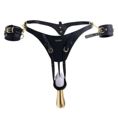 Пояс для примусового оргазму та наручники Lockink Lady Dark Forced Orgasm Belt, чорний