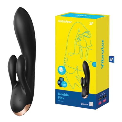Смарт вібратор кролик Satisfyer Double Flex Connect App Black