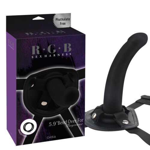 Страпон силіконовий на ременях Chisa R.G.B Bend Over For Beginner, чорний