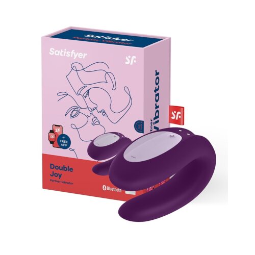 Вібромасажер для пар Satisfyer Double Joy працює від програми, фіолетовий