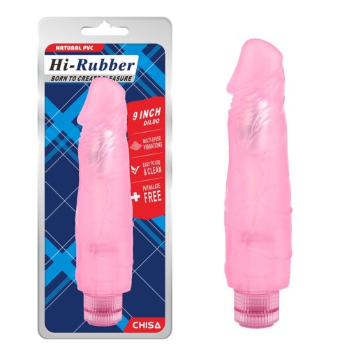 Вібромасажер з яскраво вираженою головкою Chisa Hi-Rubber Dildo на батарейках, рожевий