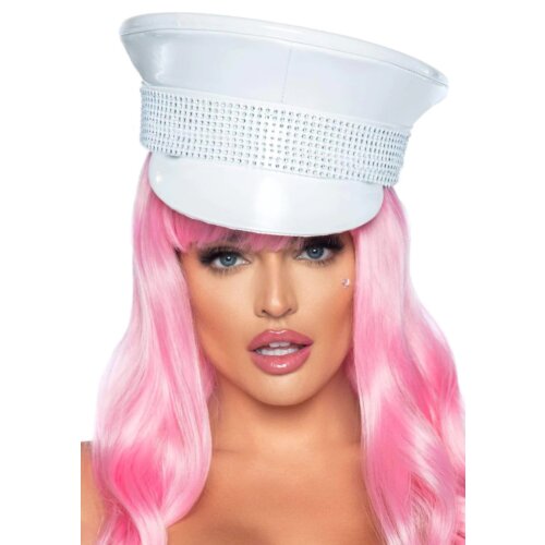 Військовий капелюх зі стразами One Size Rhinestone Trimmed Military Hat від Leg Avenue, білий