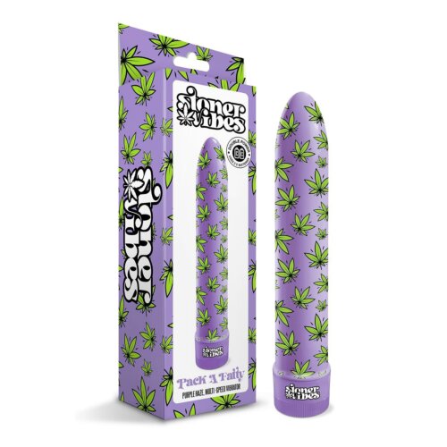 Вібратор нереалістичний із принтом Stoner Vibes Global Novelties, фіолетовий, 20.3 х 3.8 см