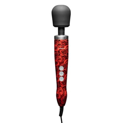 Вібромасажер Doxy Die Cast Rose Pattern, з трояндами, червоний