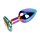 Анальна пробка із кристалом Chisa Matrix Mont Rainbow Gem, металева, різнокольорова, 7 х 2.7 см